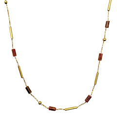 Sautoir disco perles noires (or rose)