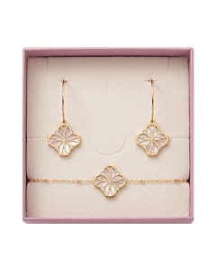 Coffret boucles et Bracelet Nouveau Charm doré