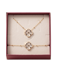 Coffret Collier et Bracelet Nouveau Charm doré et pierre noir