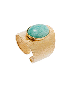 Bague texturée XXL amazonite (plaqué or), Viadoli