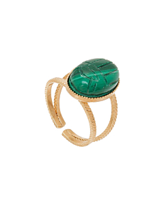 Bague double anneau scarabée (malachite)