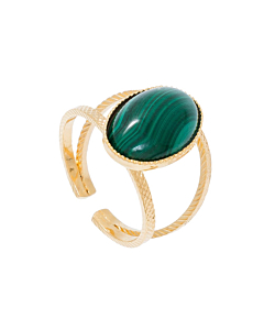 Bague double pierre ovale (malachite)