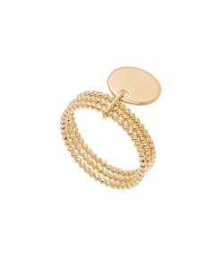 Bague multirangs billes et médaille (plaqué or)