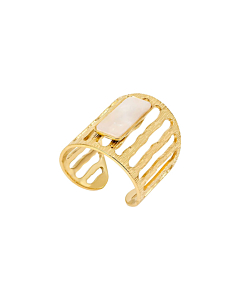 Bague XXL martelée swarovski (ivoire)