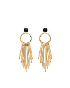 Boucles d'oreilles hippie puces (agate noire), Viadoli