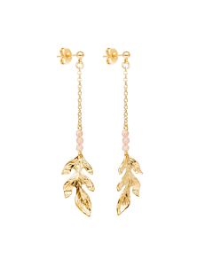 Boucles pendantes quartz rose (plaqué or)
