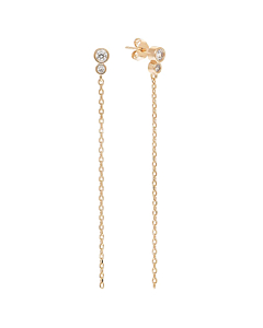 Boucles fines pendantes cristaux (plaqué or)