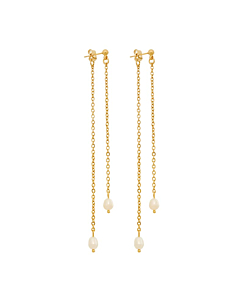 Boucles d'oreilles longues chaîne (perle de culture), Viadoli