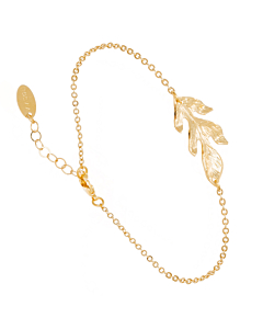 Bracelet chaîne classique et feuille (plaqué or)