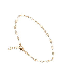 Bracelet fin chaîne et perles (plaqué or), By Jollia