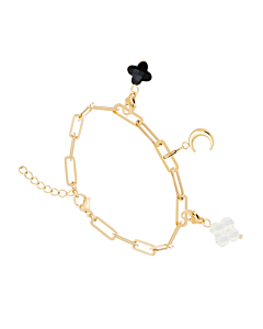 Bracelet maillons rectangles charms (doré), Siloé Paris