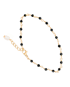 Bracelet perles fines noires doré