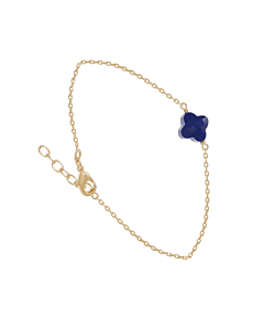 Bracelet trèfle bleu électrique (plaqué or)