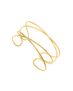 Bracelet Jonc croisé double rangs acier doré