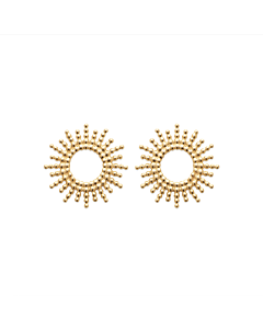 Puces rondes soleil et aventurine (plaqué or)