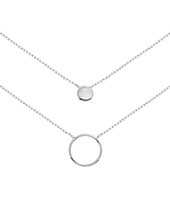Collier double rangs anneau (argent)