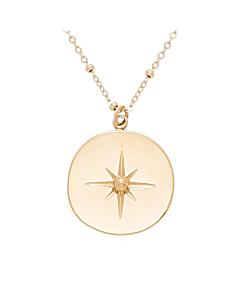 Collier médaille étoile chaine perlée (doré)