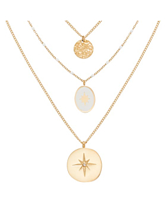 Collier multirangs médailles étoiles (blanc), Siloé