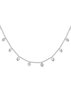 Collier pastilles ovales martelées (argenté), Siloé