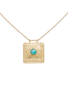 Collier médaille carrée pierre (amazonite)