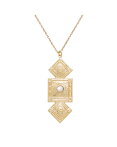 Collier pendentif médailles ethniques (nacre)