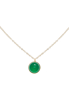 Collier pendentif pierre ronde (agate verte)