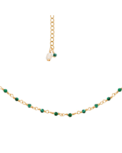 Collier perles fines malachite (doré)