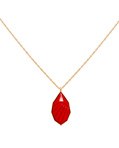 Collier pierre corail ovale (plaqué or)