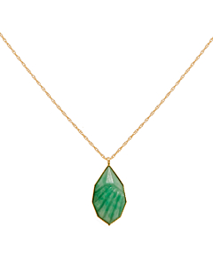 Collier pierre jade ovale (plaqué or)