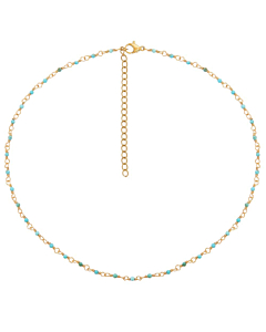 Collier perles fines turquoise (doré)
