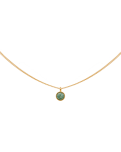 Collier pendentif rond vert (plaqué or)
