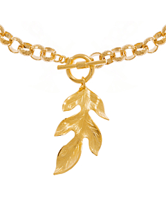 Sautoir chaîne feuille (plaqué or)