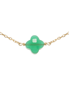 Collier trèfle facetté vert (plaqué or)