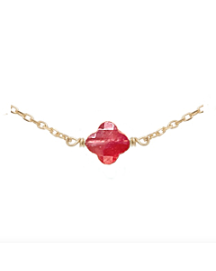 Collier mini trèfle facetté Rouge