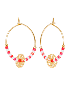 Créoles blanc/corail (plaqué or)