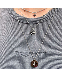 Collier multirangs médaille martelée et étoile (blanc), Siloé