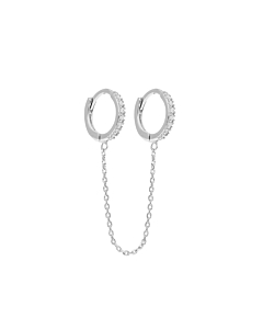 Double créole zircons chaîne (argent)