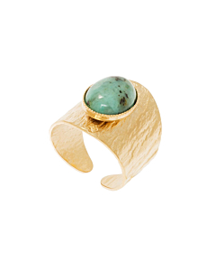 Bague texturée XXL jaspe africaine (plaqué or), Viadoli