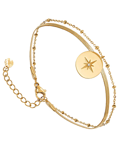 Bracelet multirangs snake et médaillon étoile (doré)