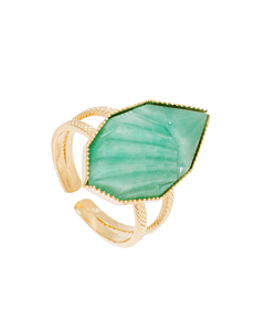 Bague graphique jade (plaqué or)