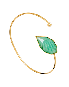 Bracelet jonc pierre vert (plaqué or)