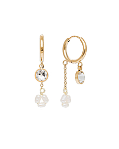 Mini créoles cristal et perle de culture (doré)