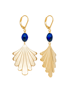 Mini créoles pendantes jade (plaqué or)