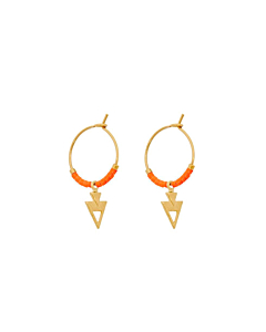 Mini créoles perles et flèche (orange), Viadoli