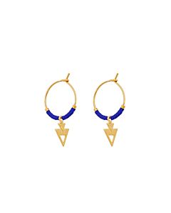 Mini créoles perles et flèche (bleu indigo), Viadoli