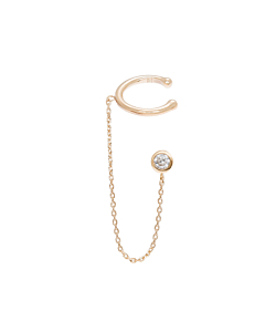 Bague d'oreille chaîne et zircon (plaqué or)