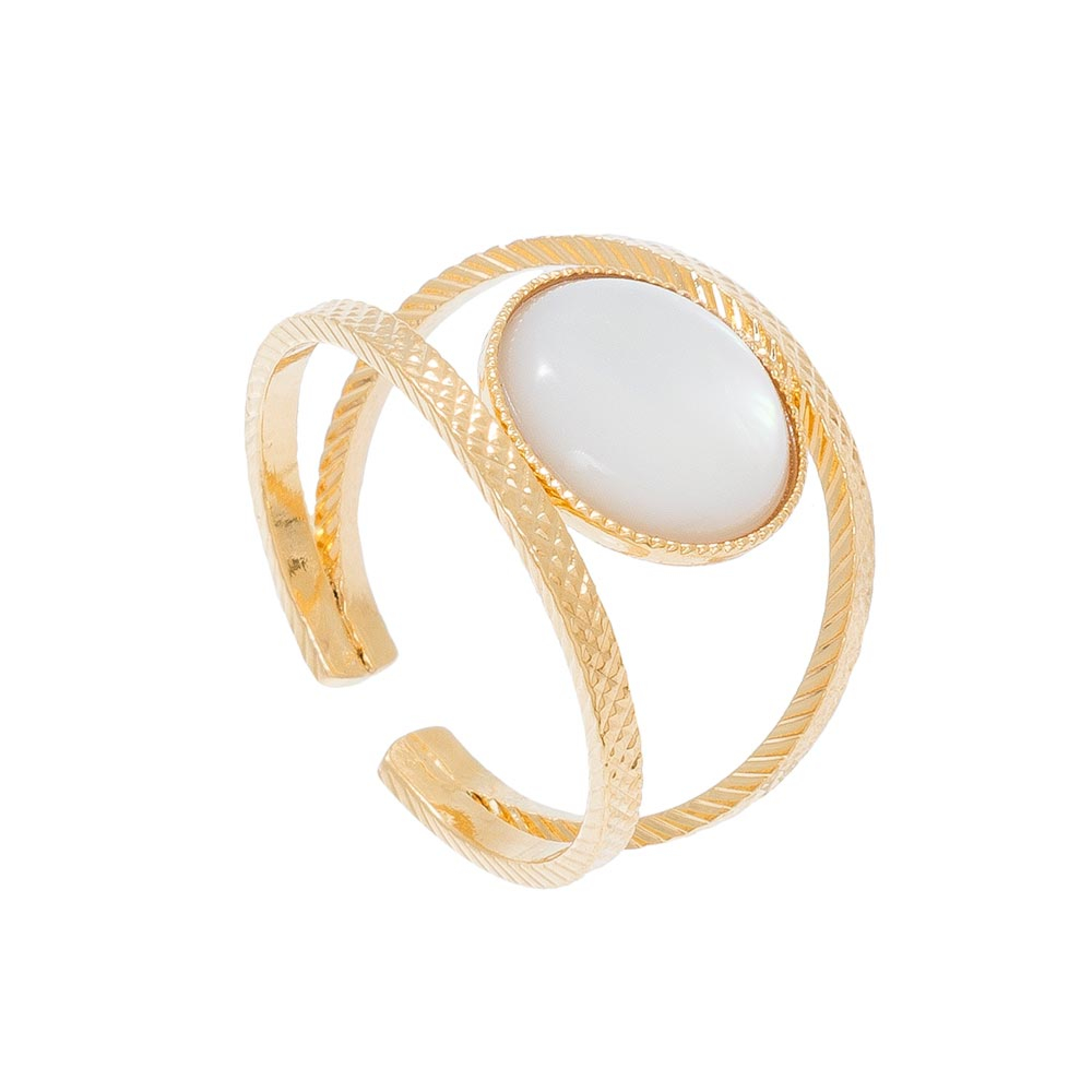 Bague double pierre ronde nacre Jollia