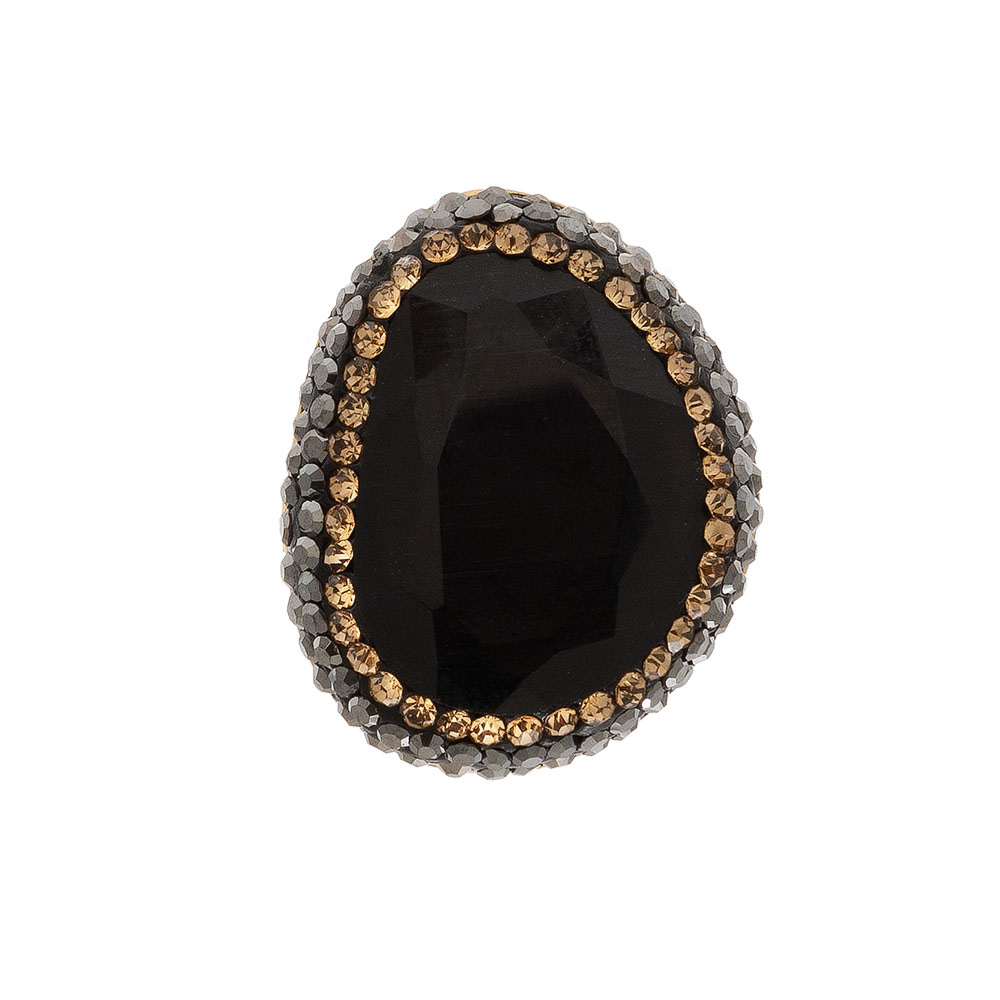 Bague Plaque Or Avec Brillants Et Pierre - Taille 60 - Réf. 06929J - Occasion