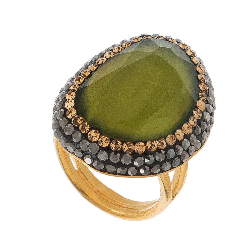 Bague plaqué or online pierre verte