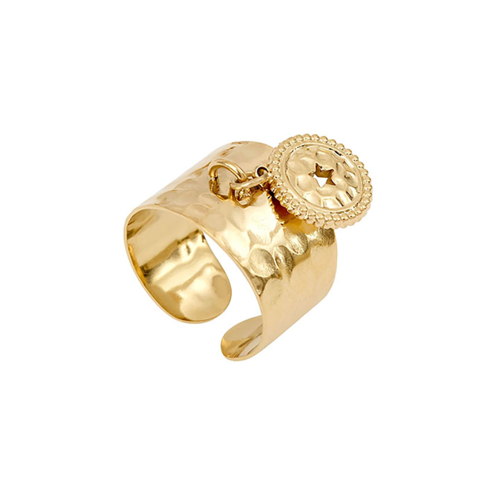 Bague large avec pendentif shop